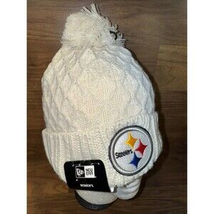 Pittsburgh Steelers Beanie Cream Color Women’s Beanie NFL Pom Cuffed